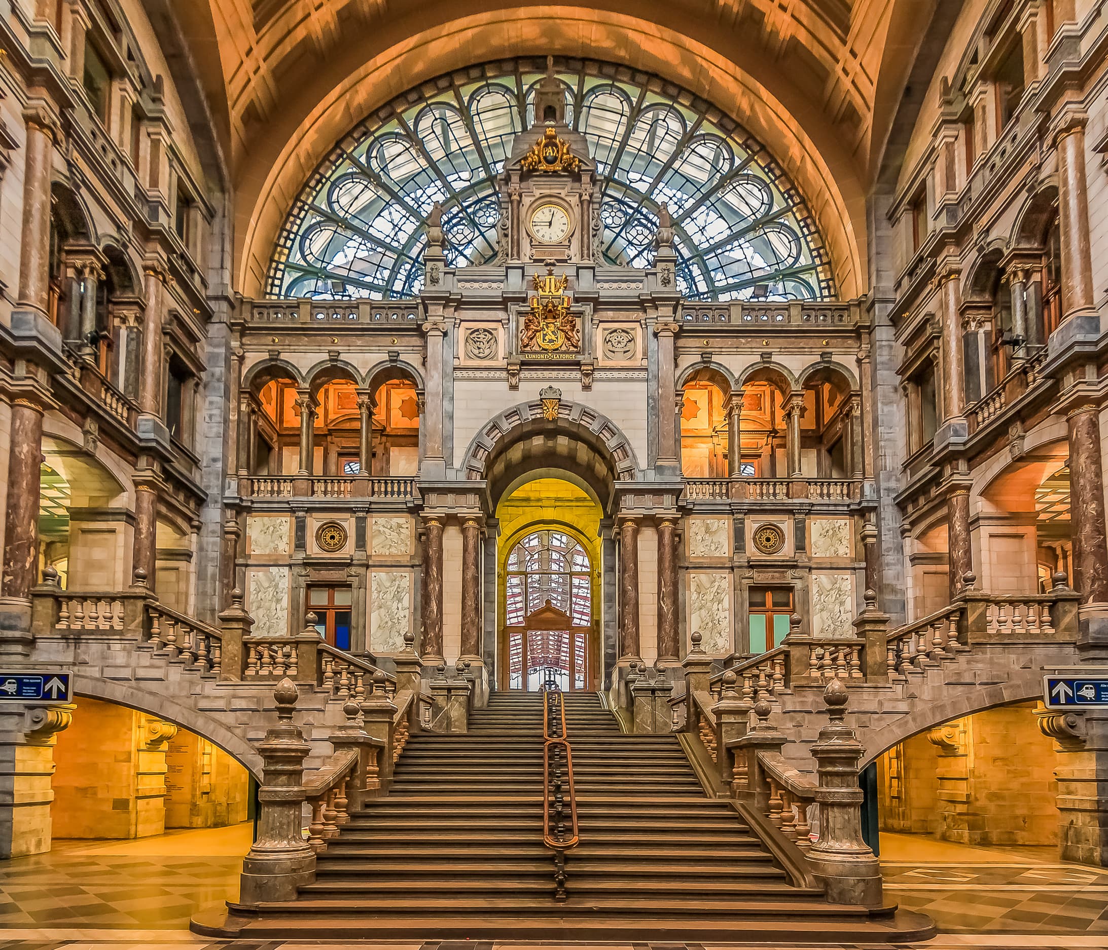 The interior of Antwerp Central train station.
