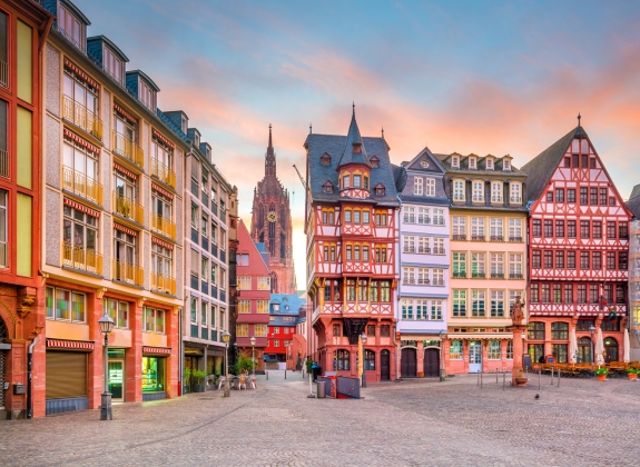 Frankfurt Old town square romerberg at twilight