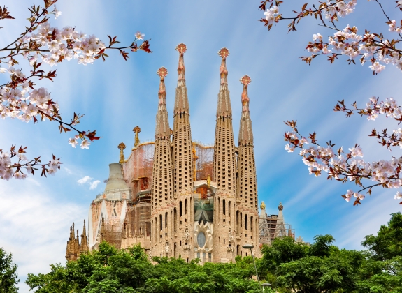 Sagrada Familia cathedral in spring, Barcelona, Spain