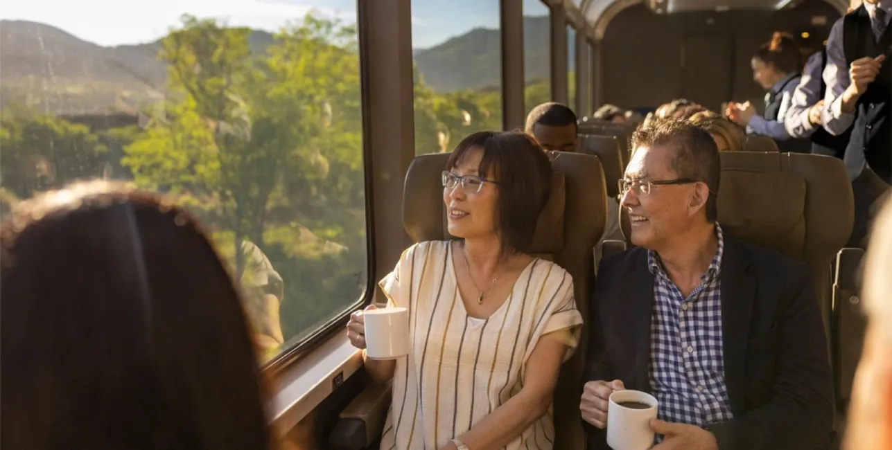 Guests on Rocky Mountaineer's Canyon Spirit Train 