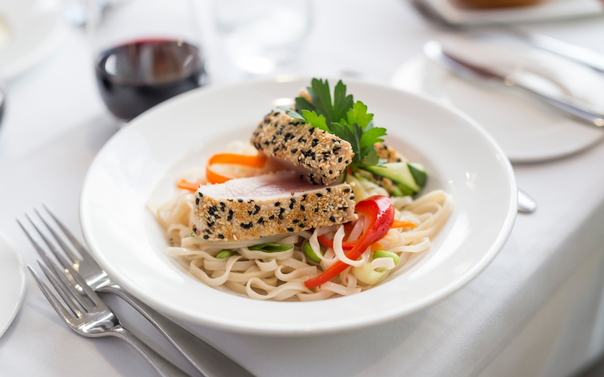 Gold leaf Service Meals onboard Rocky Mountaineer