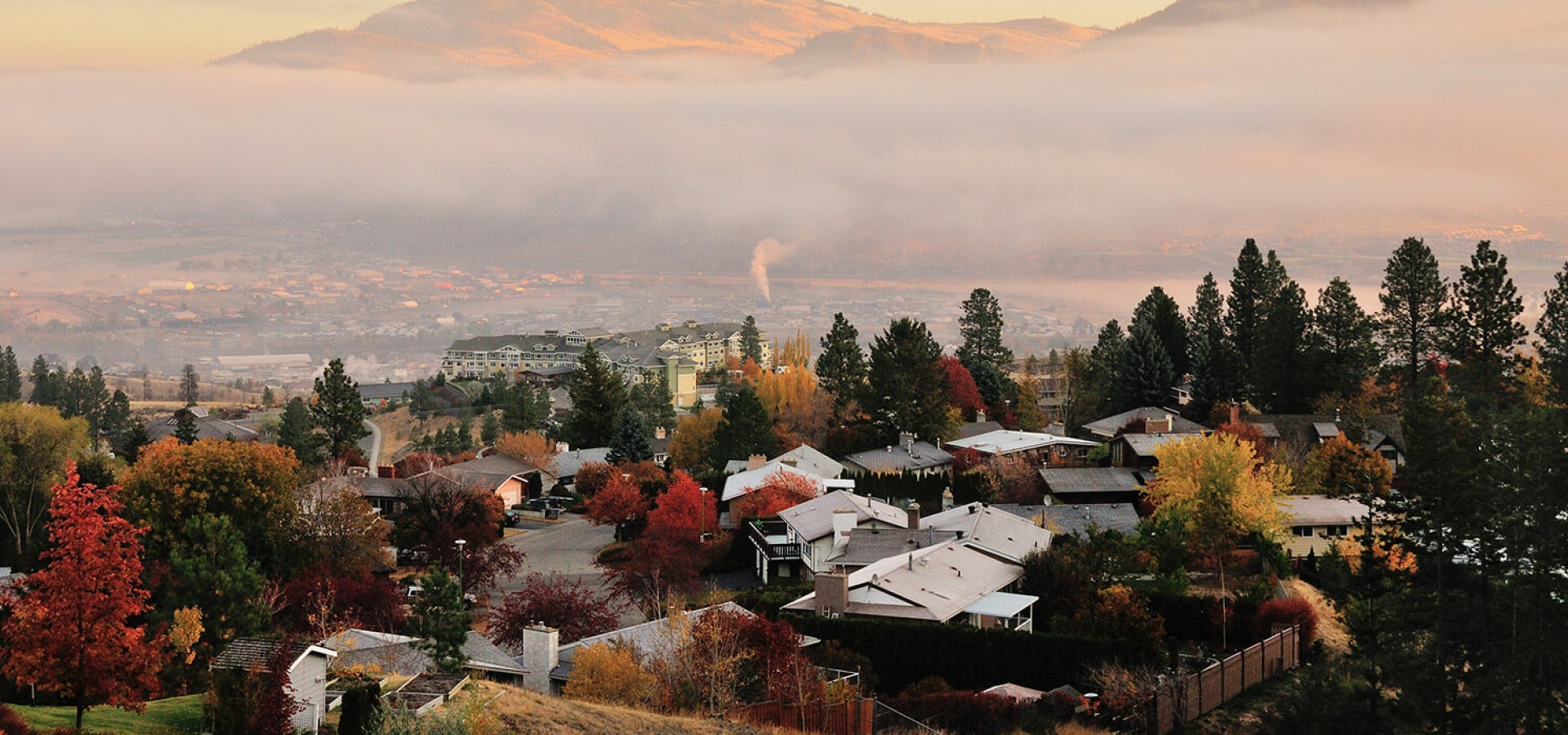 kamloops An aerial view of the city of Kamloops, British Colombia during the autumn.