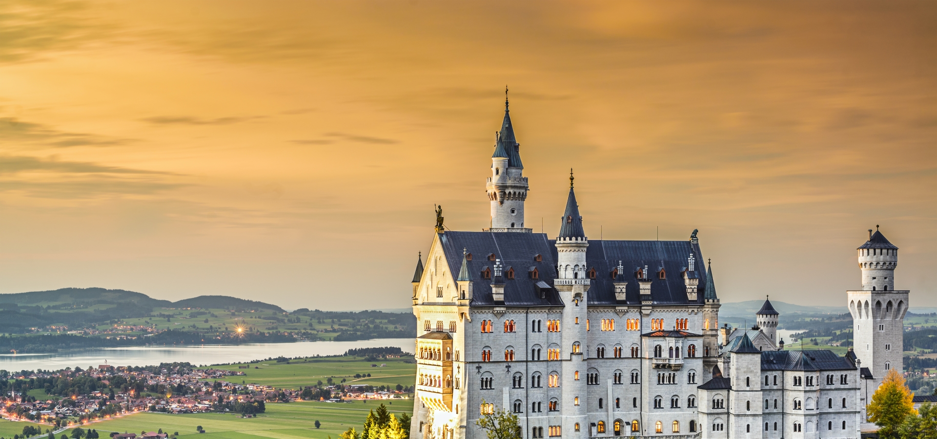 Neuschwanstein Castle in the Bavarian Alps of Germany.
