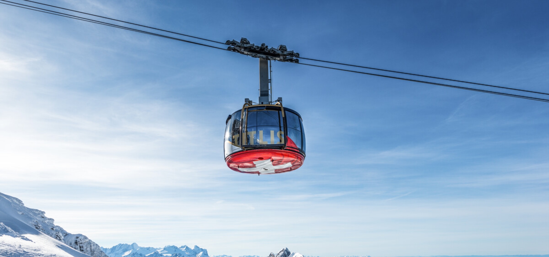 A gondola high above the mountain