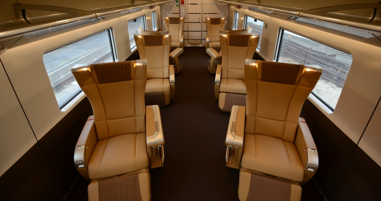 An executive train carriage ahead of boarding