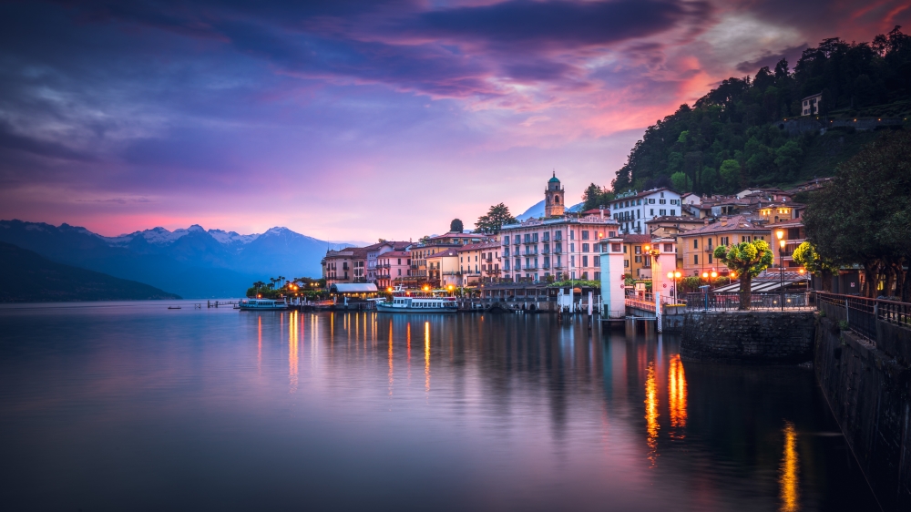 Romantic sunrise over Bellagio, Lake Como, Lombardy, Italy